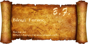 Bényi Ferenc névjegykártya