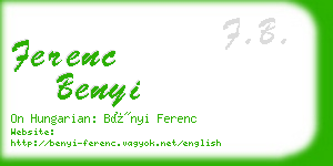 ferenc benyi business card